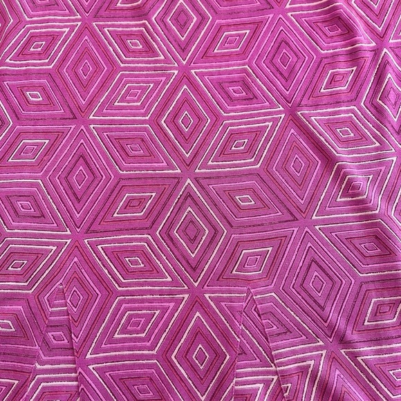 Diane Von Furstenberg Pink and Purple 100% Silk Skirt with Geometric Print - Picture 3 of 4